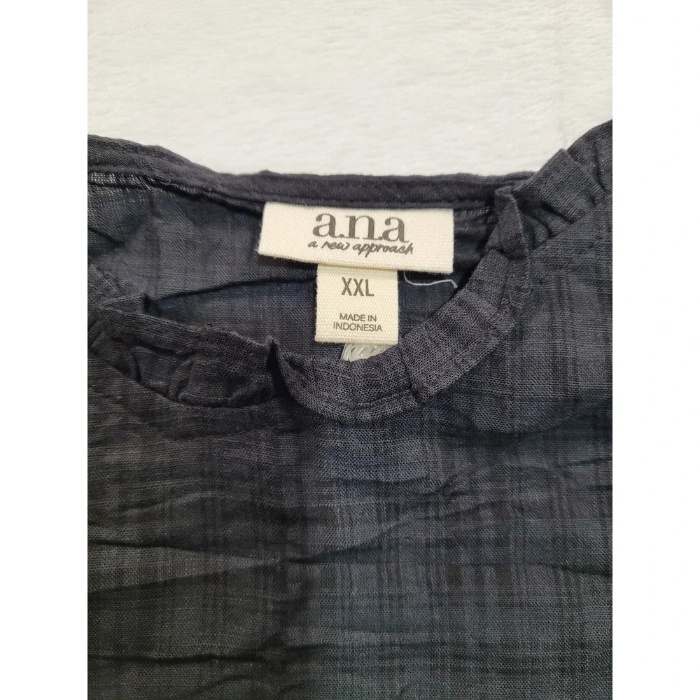 NWT ana Camisole Top Womens XXL black Plaid Ruffle Trim Cotton Rayon Tank Y2K